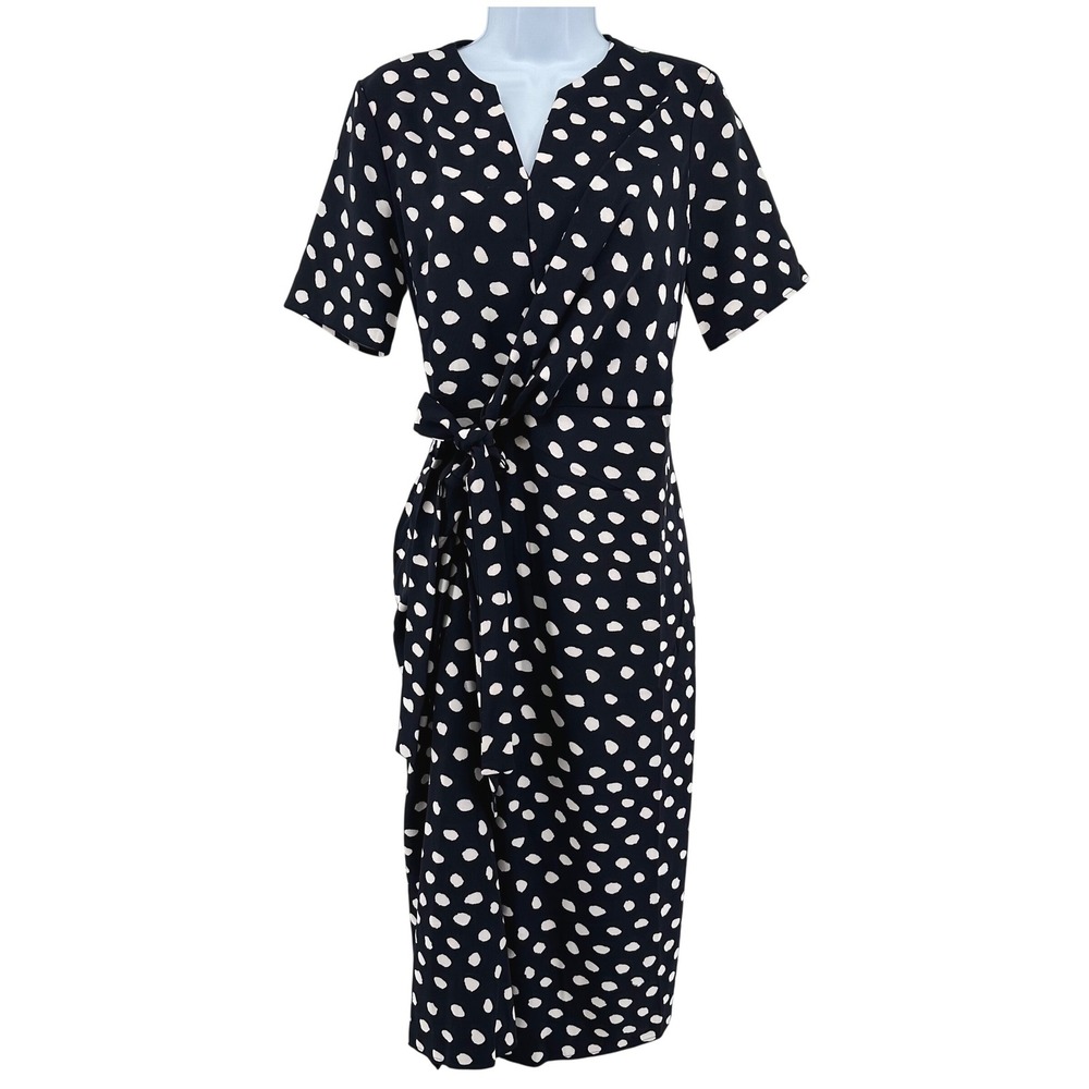 Women 2 Office Nautical Stretch Navy Polka Dot